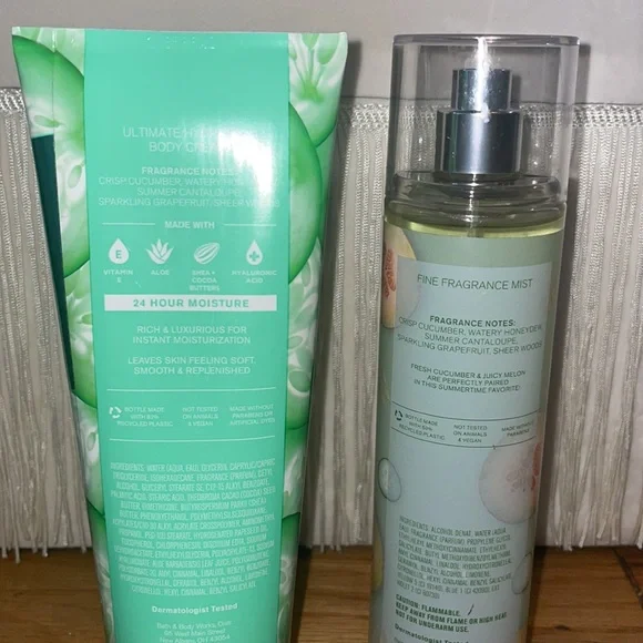 NEW Bath & Body Works Bundle 2 pcsCUCUMBER MELON Body Cream and spray